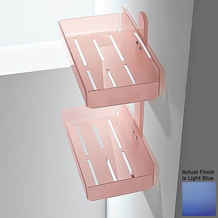 Nameeks Corner 2Tier Chrome/Light Blue Plastic Bathroom Shelf in the