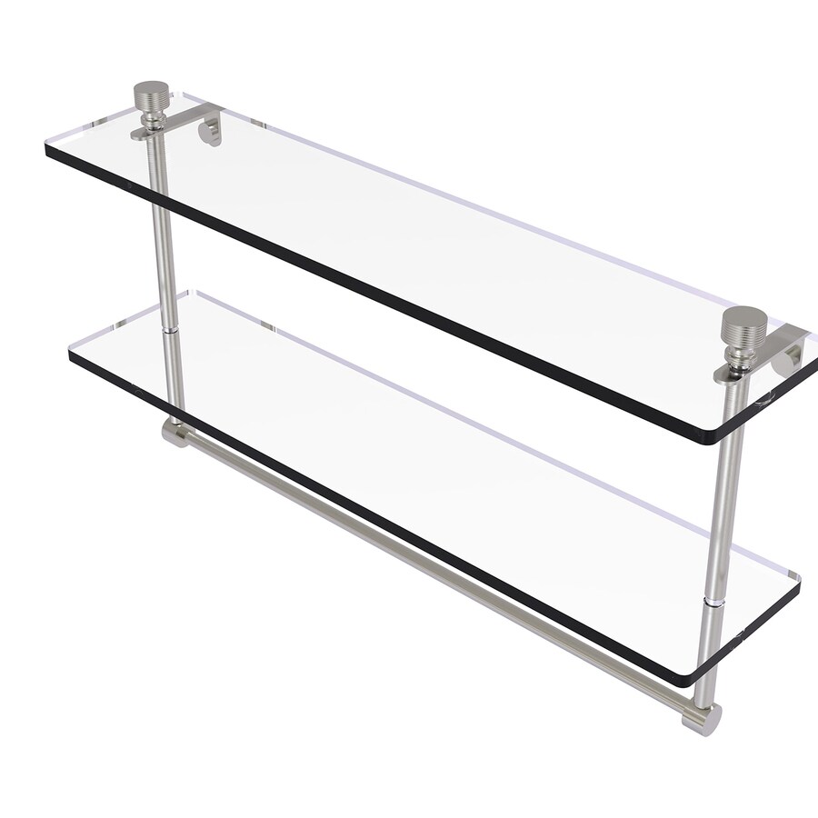 Shop Allied Brass Foxtrot 2Tier Satin Nickel Brass Bathroom Shelf at
