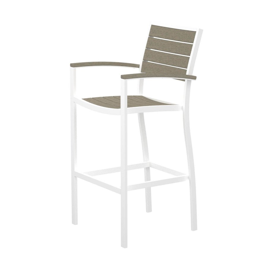 POLYWOOD Slat Seat Aluminum Patio BarHeight Chair at
