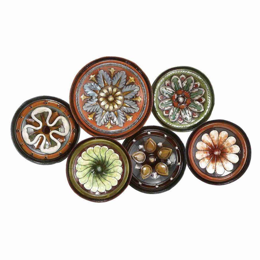 Woodland Imports 31in W x 19in H Frameless Metal Round Plates 3D Art