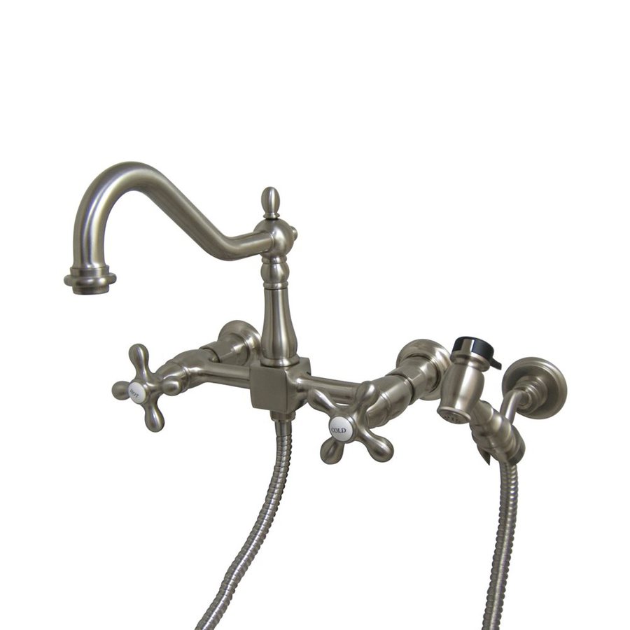Shop Elements of Design Satin Nickel 2Handle HighArc Wall Mount Traditional Kitchen Faucet