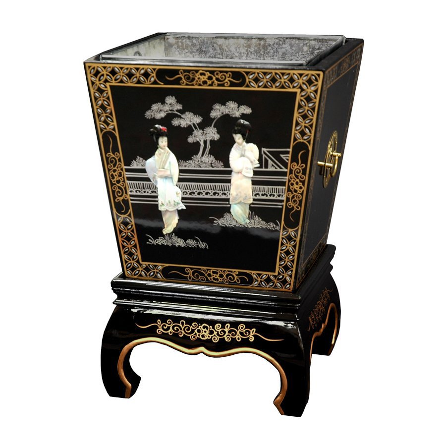 Shop Oriental Furniture 16in Black Indoor Square Wood Plant Stand at