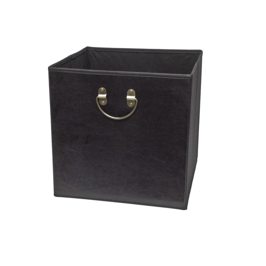 12.75in W x 12.75in H x 12.75in D Black Faux Leather Bin at