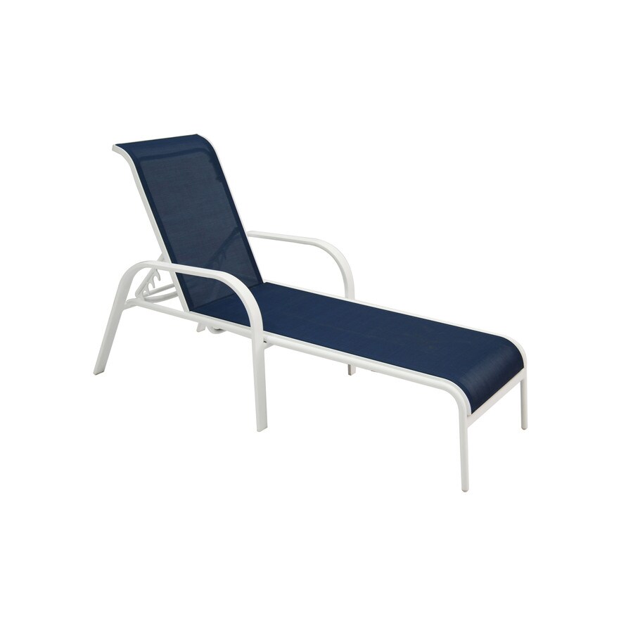 Allen + roth Ocean Park White Metal Patio Chaise Lounge Chair With at
