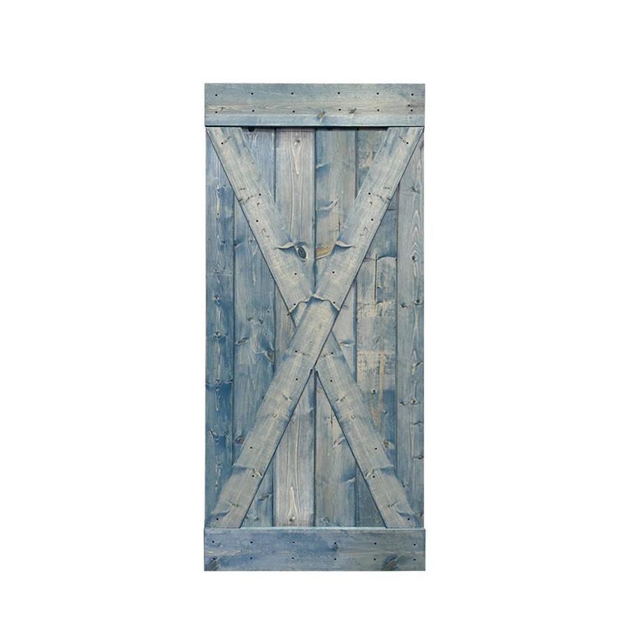 CALHOME x series 42in x 84in Denim Blue 1Panel Stained Pine Wood