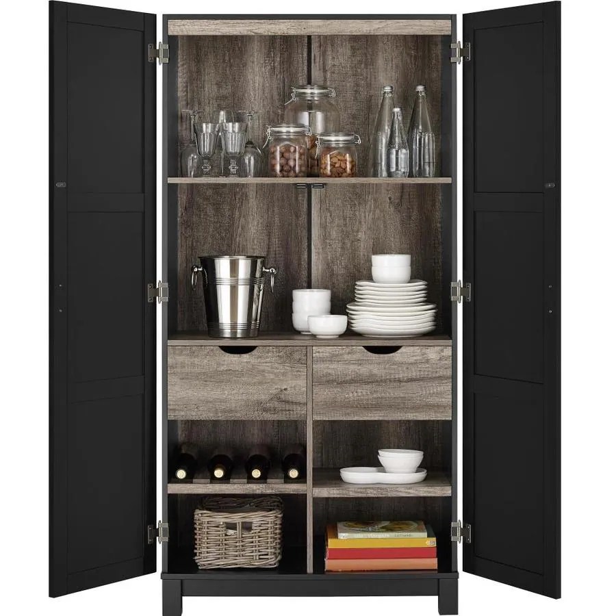 Ameriwood Home Carver Black Pantry in the Dining & Kitchen Storage