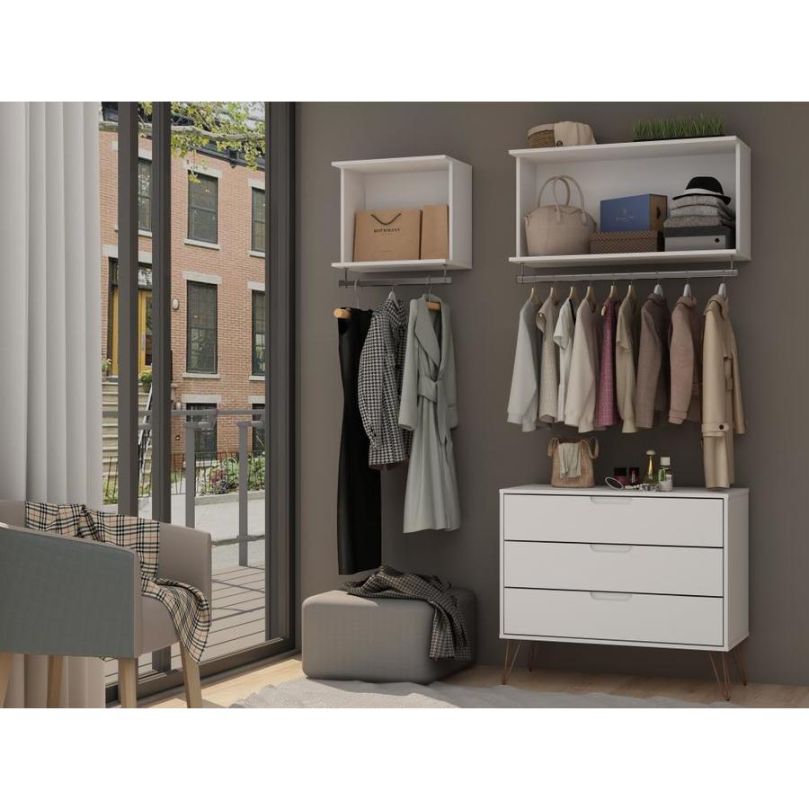 Manhattan Comfort Rockefeller 3Piece Full Open Closet Wardrobe with 2