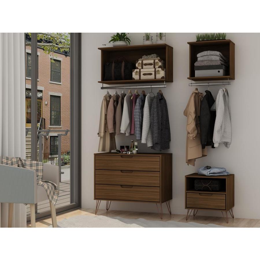 Manhattan Comfort Rockefeller 7 Piece Open Wardrobe with Aluminum