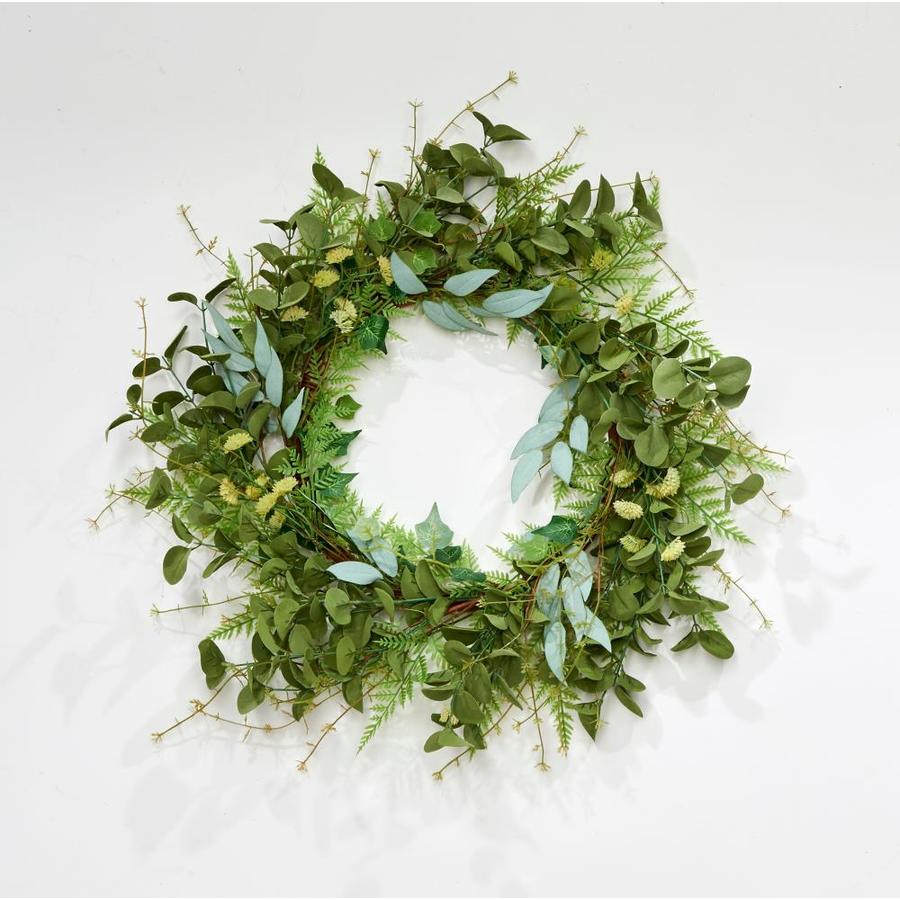 Worth Imports 24in Mixed Green Foliage and Eucalyptus Wreath in the