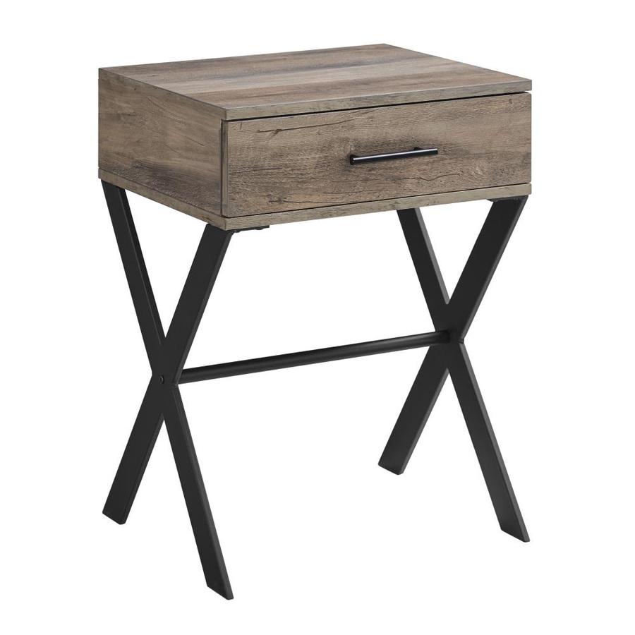 Walker Edison 18in. x Leg 1 Drawer Metal and Wood Side Table Grey Wash in the End Tables
