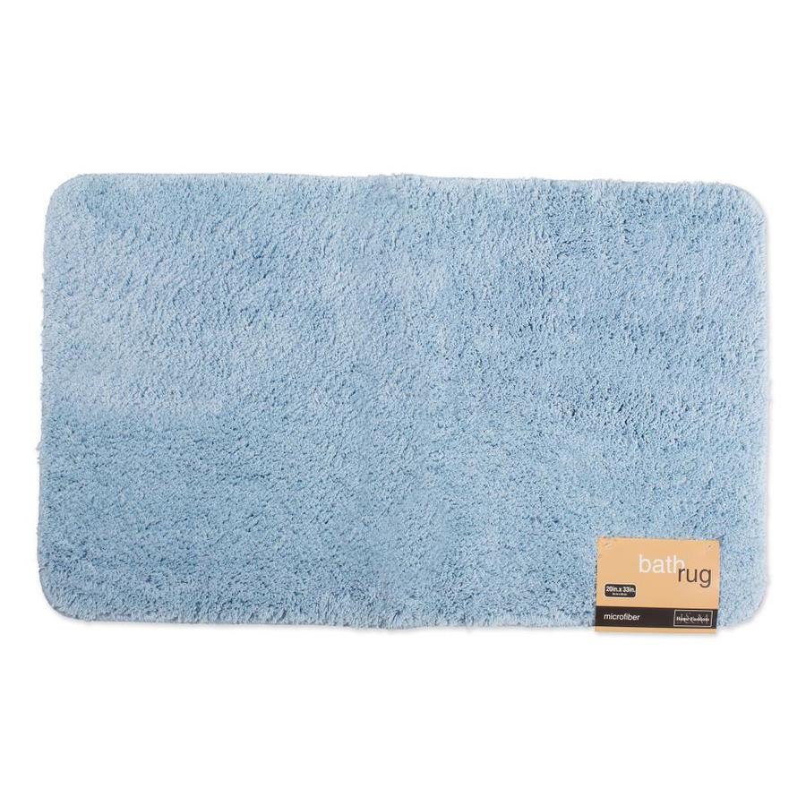 J&M 20in x 33in Smoke Blue Polyester Bath Rug in the Bathroom Rugs