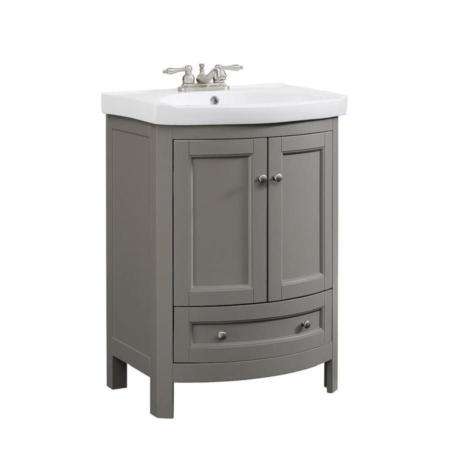 Runfine Bellina 24in Gray Single Sink Bathroom Vanity with White