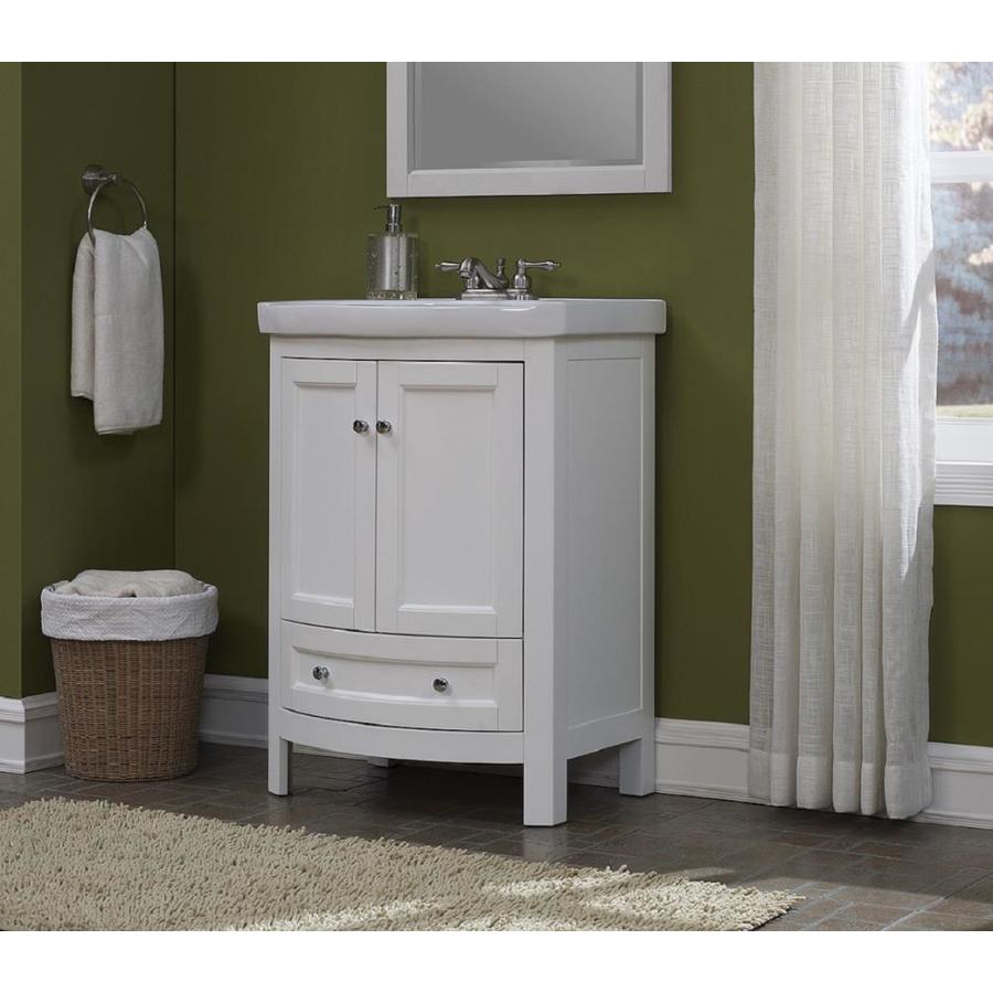 24 White Bathroom Vanity With Top Runfine Bellina 24in White Single Sink Bathroom Vanity with White
