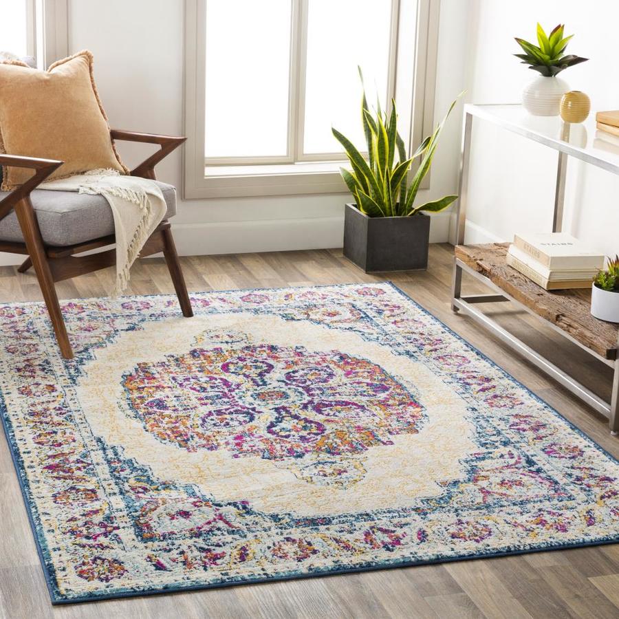 Surya Floransa 9 x 12 Blue/Multi Indoor Medallion Oriental Area Rug in
