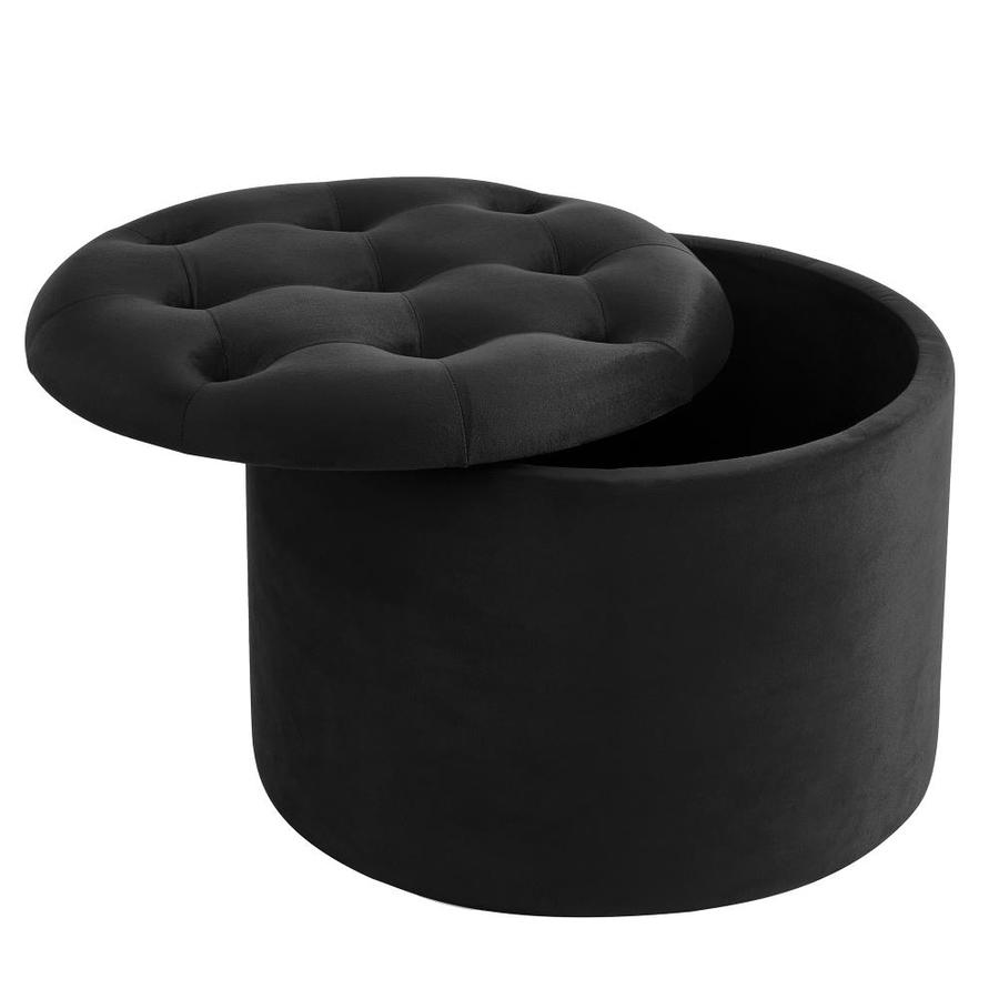 Worldwide Homefurnishings Contemporary Velvet Round Storage Ottoman in