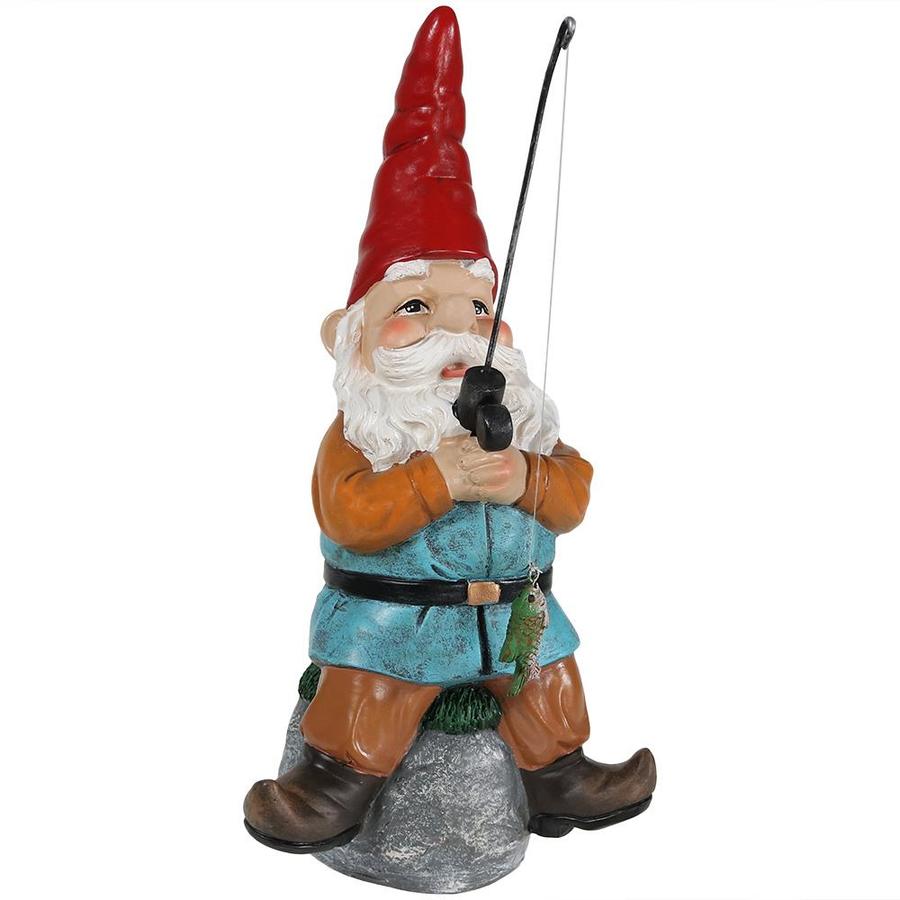 Sunnydaze Decor Garden Gnome Floyd the Fishing Lawn Statue Outdoor Yard