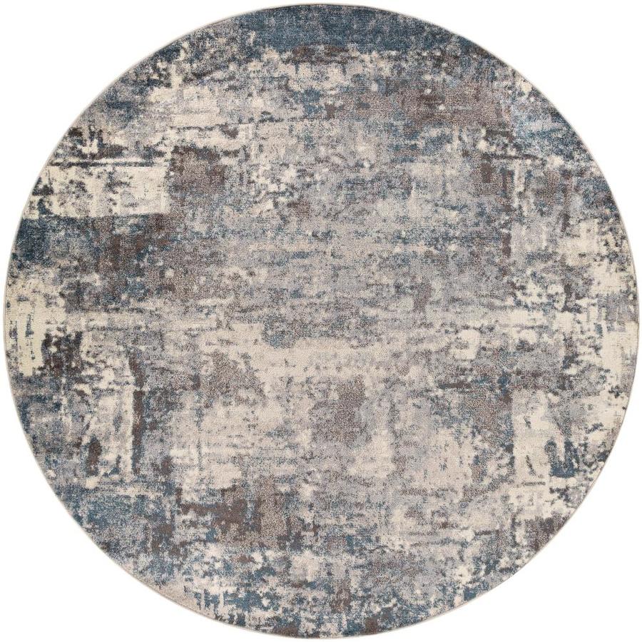 Surya Ankara 7 ft. 10 in. x 7 ft. 10 in. Round Modern Area Rug in Teal