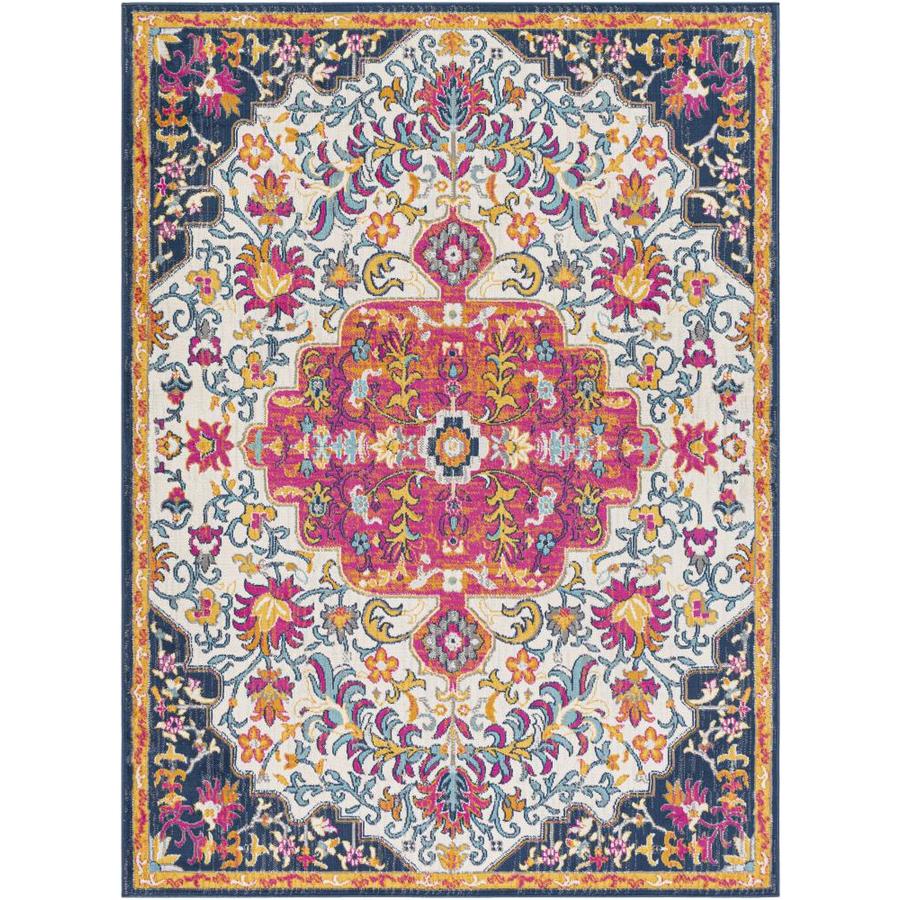 Surya Floransa 8 x 10 Pink Indoor Medallion Oriental Area Rug in the Rugs department at