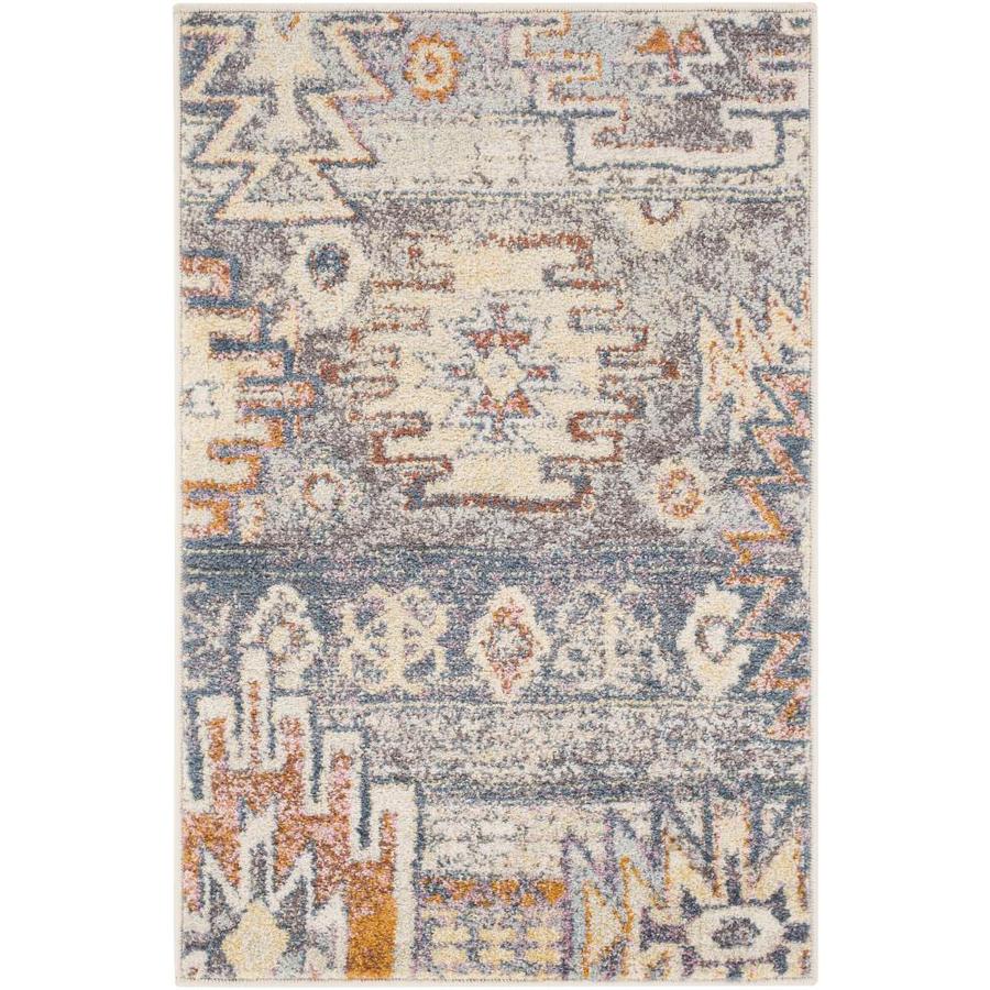 Surya New Mexico 7 x 9 Denim Indoor Ikat Vintage Area Rug in the Rugs