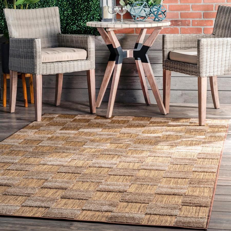 nuLOOM 6 x 9 Brown Indoor/Outdoor Geometric Area Rug in the Rugs