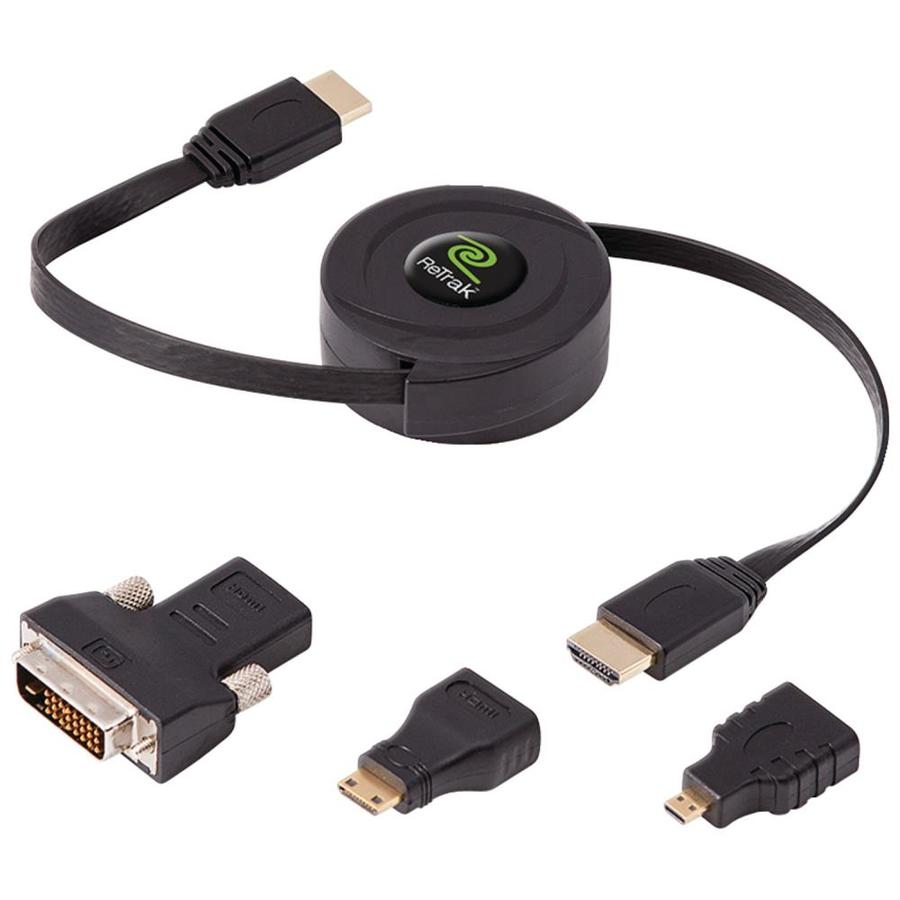 ReTrak Retractable Standard HDMI Cable with Mini, Micro