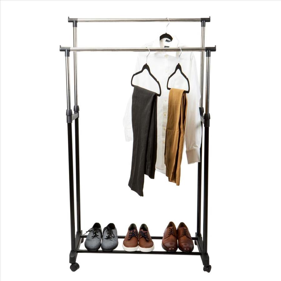 Simplify Simplify Double Tier Adjustable Height Rolling Garment Rack in
