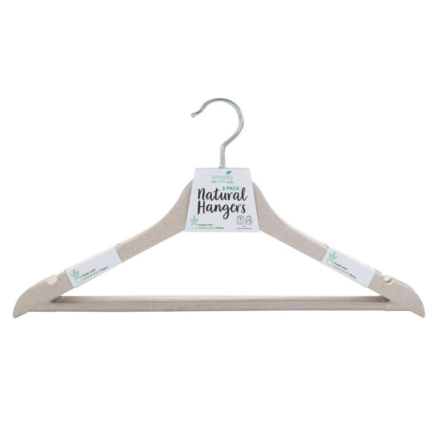 Simplify 5Pack Bamboo NonSlip Grip Clothing Hanger (Natural) in the