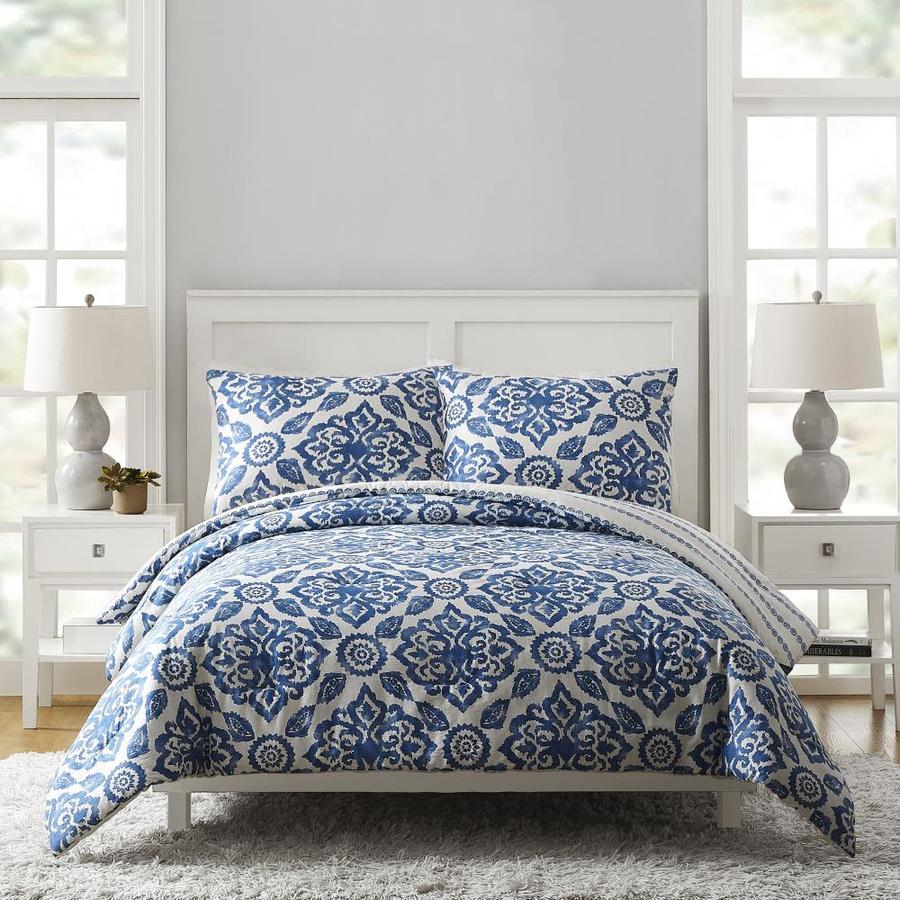 Vera Bradley Stitched Medallions 3Piece Blue King Comforter Set in the