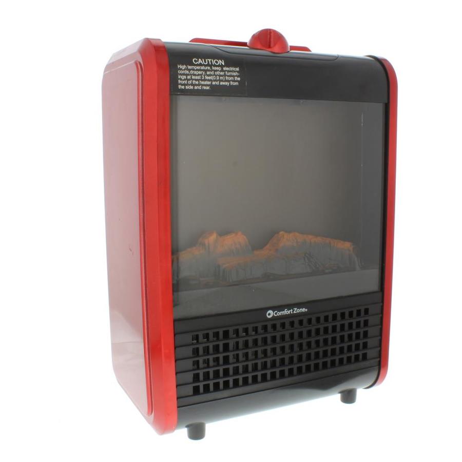 Comfort Zone 1,200Watt Mini Ceramic Fireplace Electric Heater with Simulated Flame in Red in