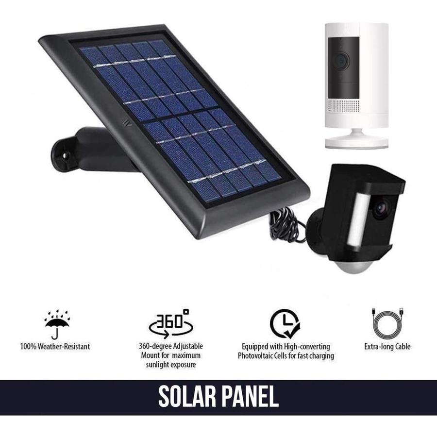 Wasserstein Ring Spotlight Cam and Ring Stick Up Cam Battery Black Solar Panel (3Pack) in the