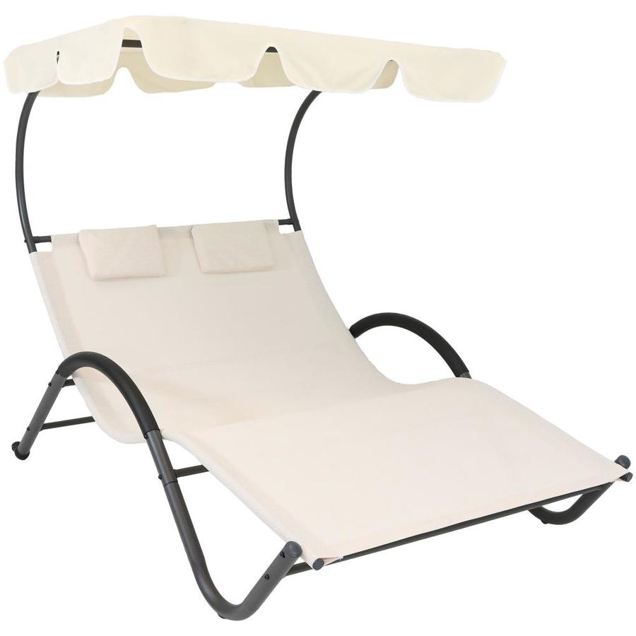 Sunnydaze Decor Outdoor Double Chaise Lounge with Canopy Shade and