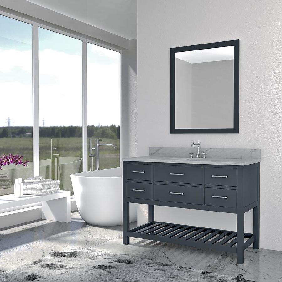 Nolita 49in Grey Single Sink Bathroom Vanity with White Marble Top in