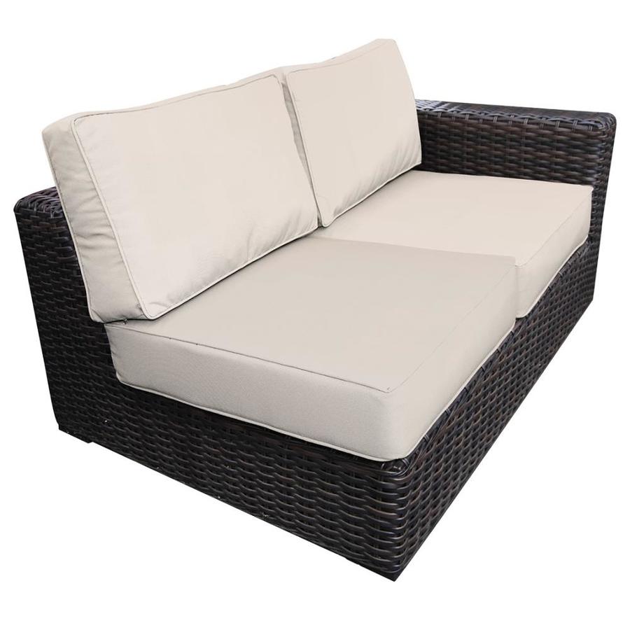 Teva Furniture Santa Monica Outdoor Wicker Left Side Sectional Includes Tan Fabric Cushions in