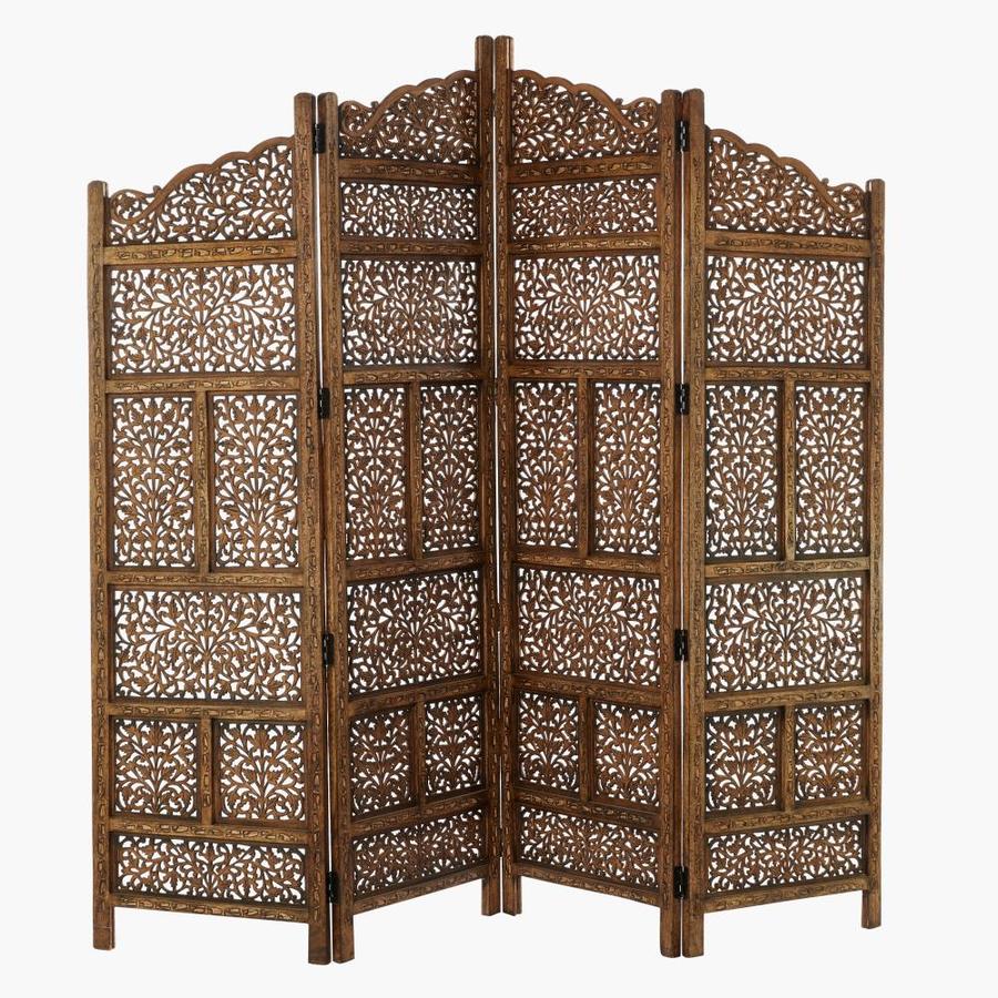 Grayson Lane 80” x 72” Large 4Panel Brown Wood Screen Decorative Room