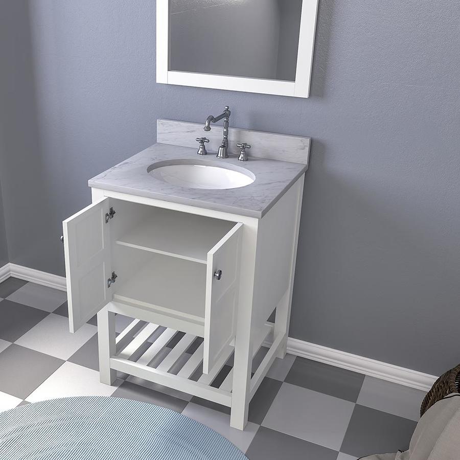 Chambery 25in Espresso Single Sink Bathroom Vanity with White Marble