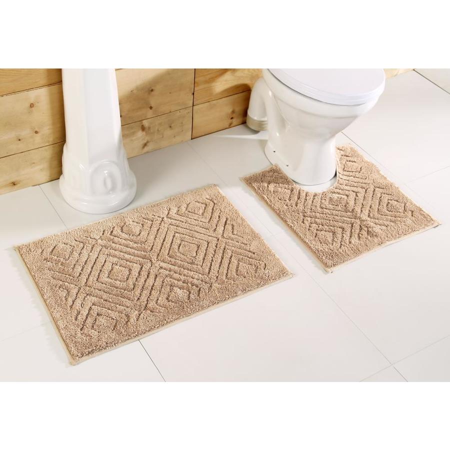 Better Trends Trier 2pc Set Bath Rug 30in x 20in Beige Cotton Bath