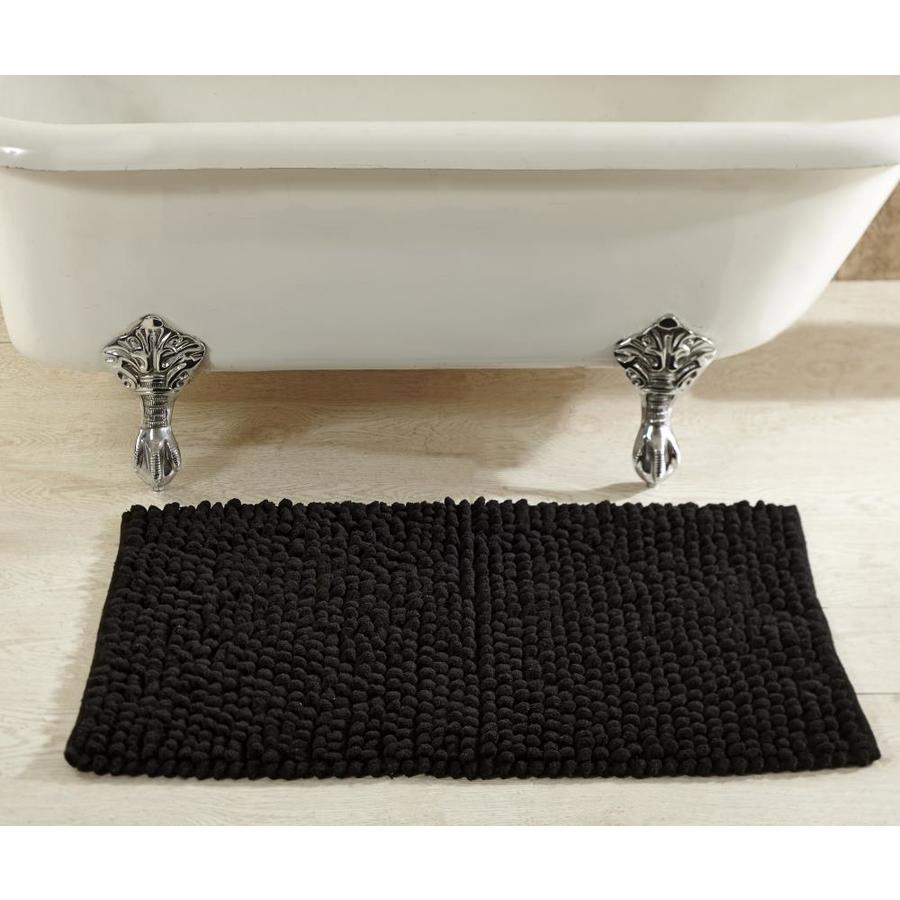 Better Trends Chenille Rocks Bath Rug 36in x 24in Black Cotton Bath