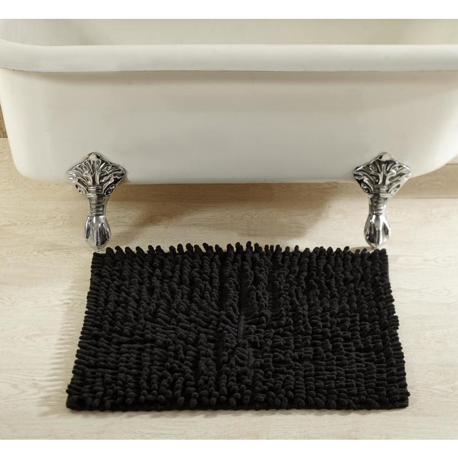 Better Trends Loopy Chenille Bath Rug 24in x 24in Black Cotton Bath