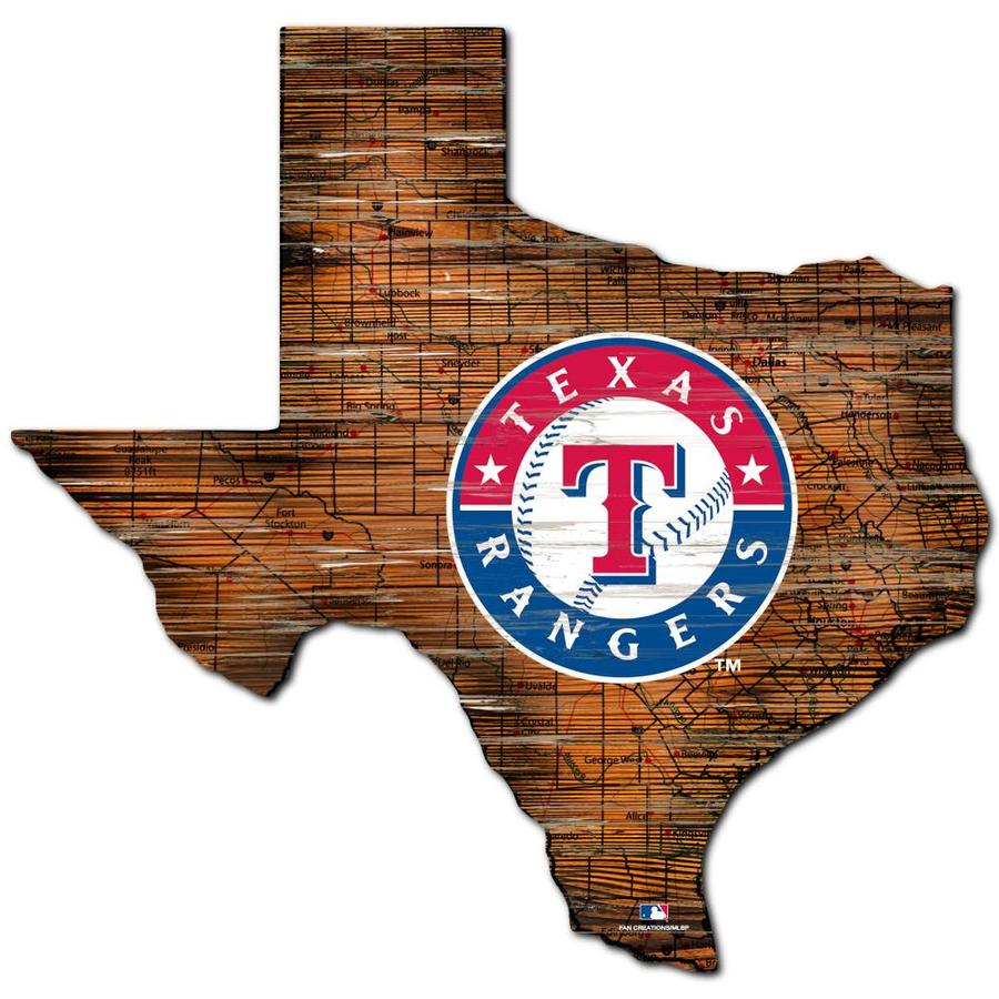 Fan Creations Texas Rangers 24in. Distressed State w/Logo Sign in the