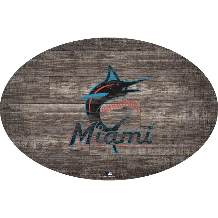 Fan Creations Miami Marlins 46in. Distressed Wood Oval Sign in the Wall