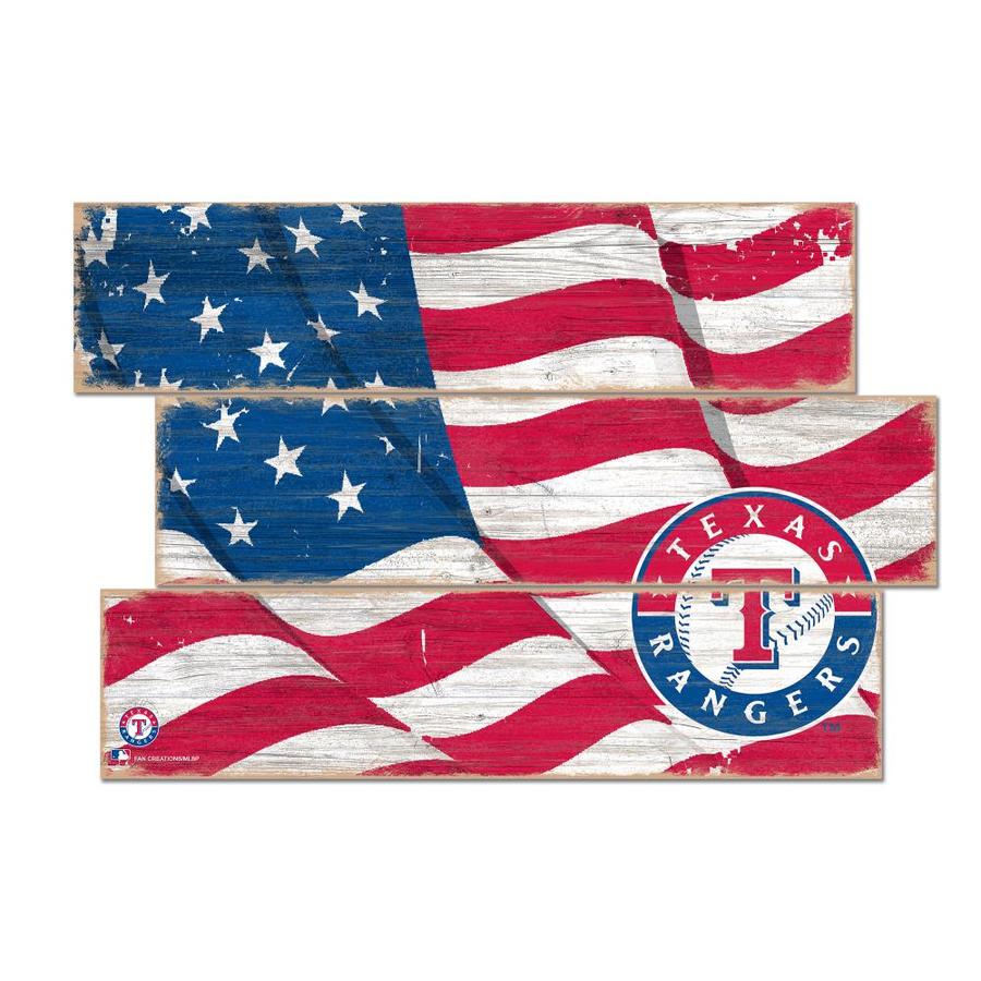 Fan Creations Texas Rangers Flag 3 Plank in the Wall Art department at