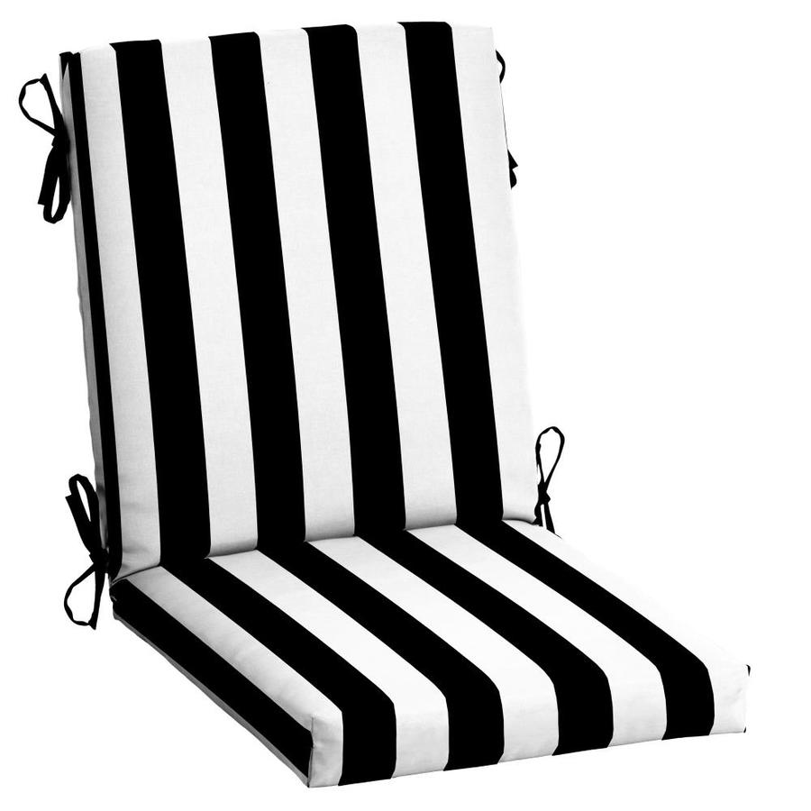 Arden Selections Black Cabana Stripe High Back Patio Chair Cushion in
