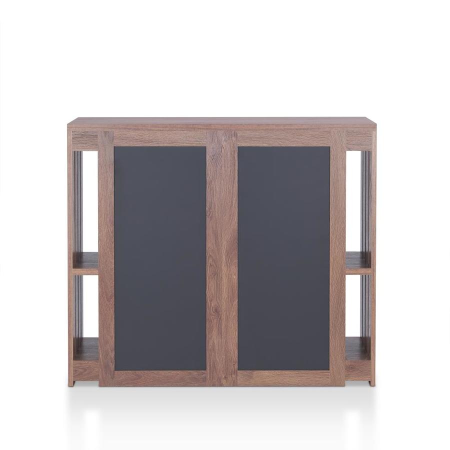 Furniture of America Arimo Distressed Walnut Multi Storage Bar Table in the Home Bars department
