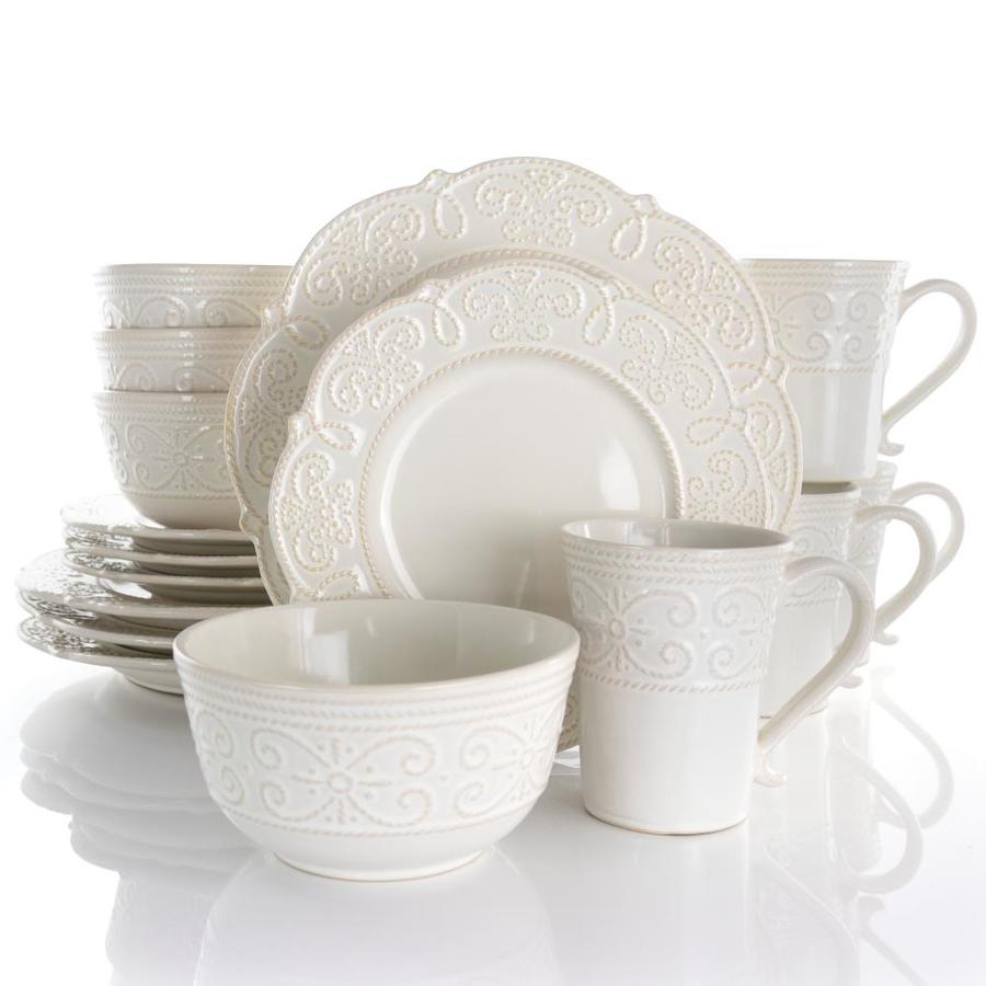 Elama 16Piece White Dinnerware in the Dinnerware department at