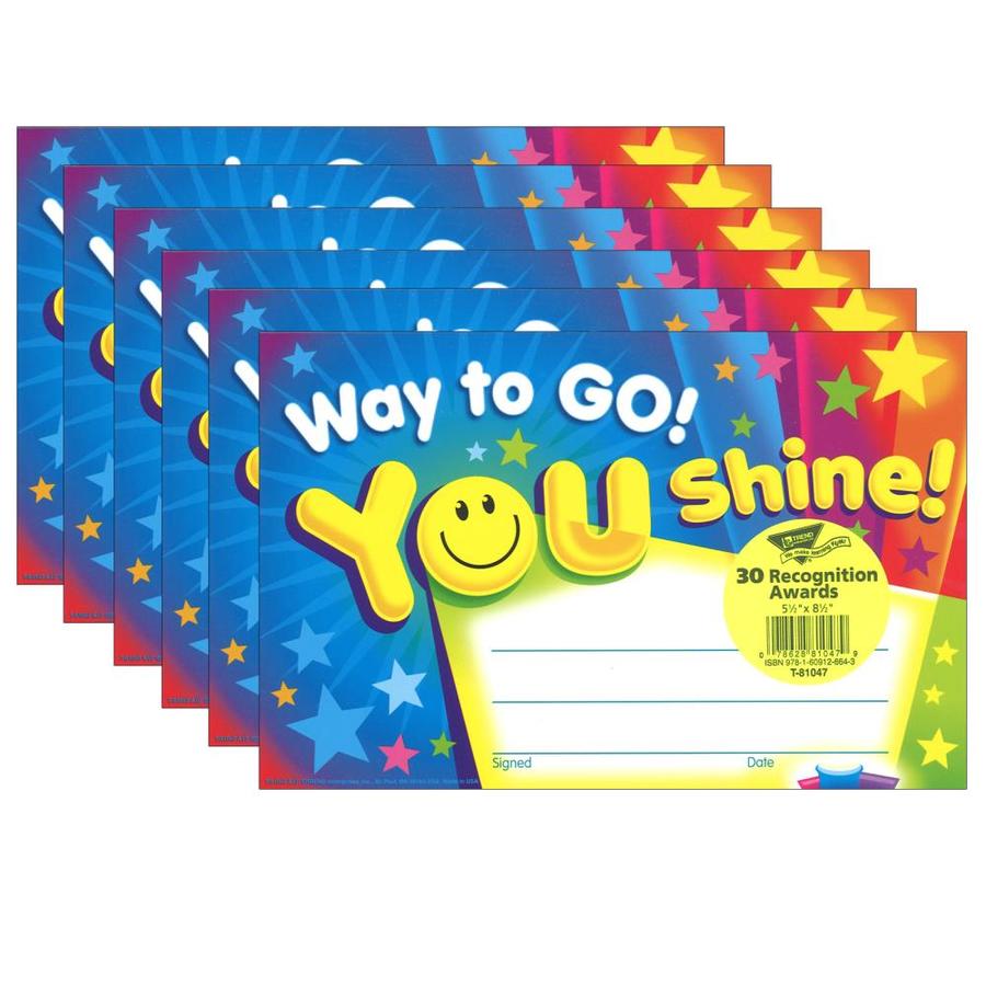 TREND Enterprises Way to Go, You Shine, Recognition Awards, 30 Per Pack