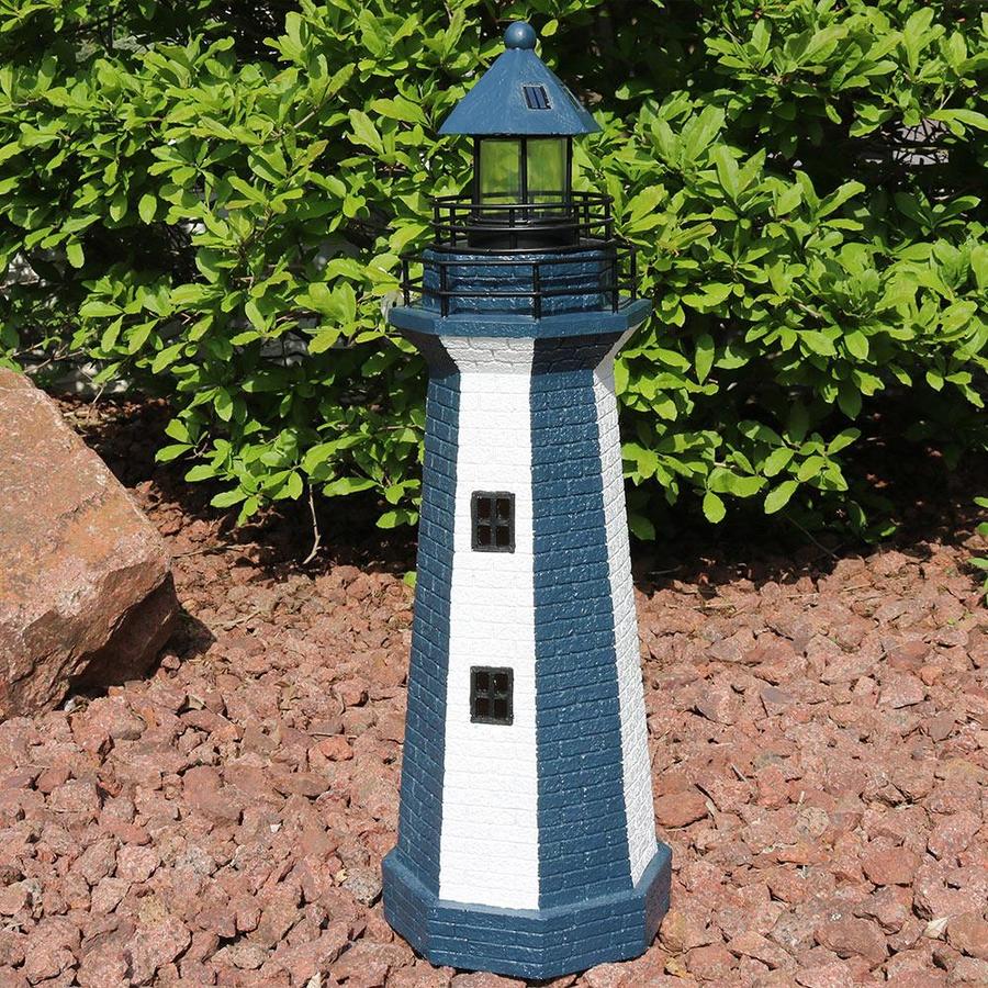Sunnydaze Decor 36in H x 11in W Blue Lighthouse Garden Statue in the