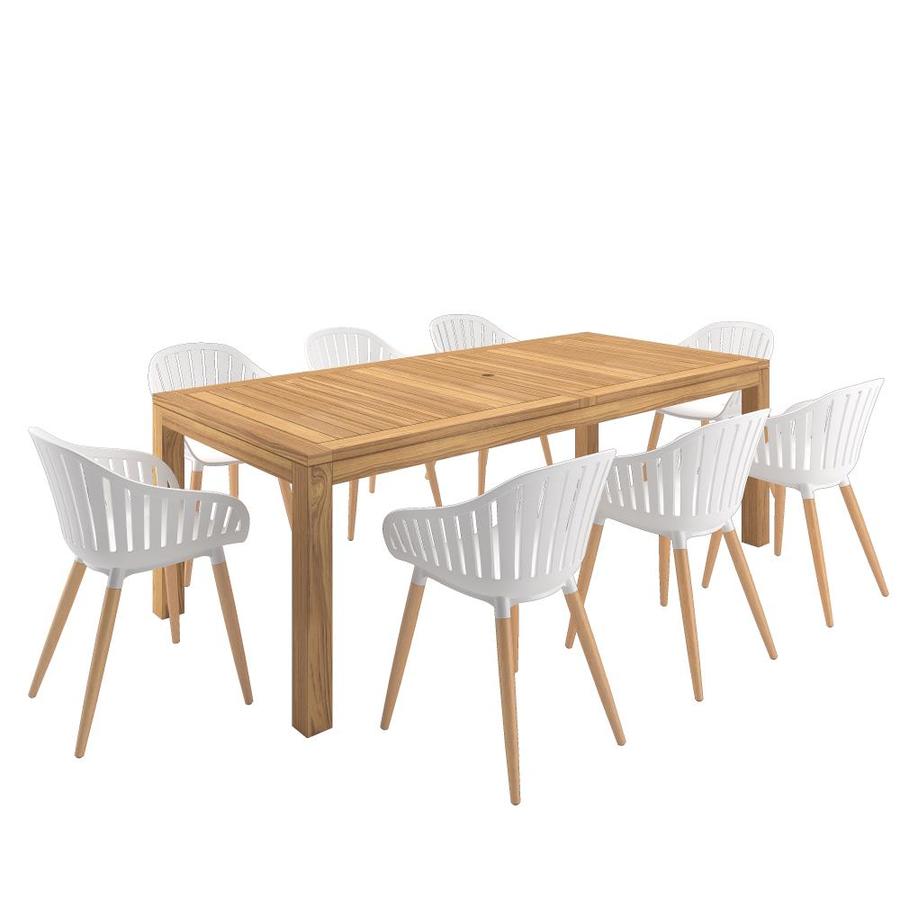 Amazonia Amazonia Teak 9Piece Rectangular Patio Dining Set in the