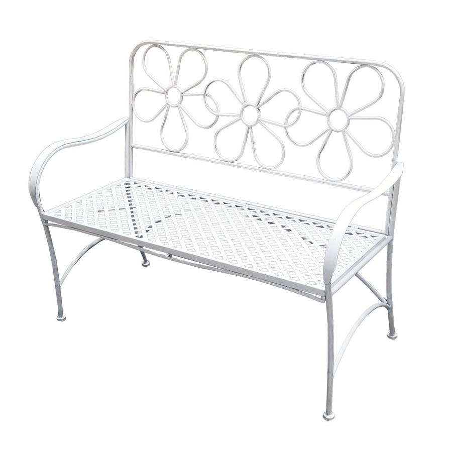Alpine Corporation Alpine Corporation Daisy Metal Garden Bench, White