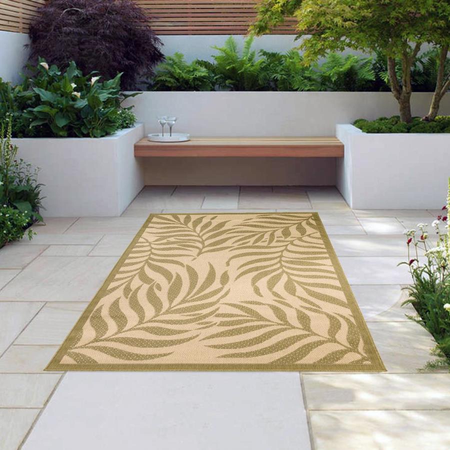 MSRUGS MSRUGS Tropical Indoor/Outdoor Flatweave Green Contemporary 4 ft