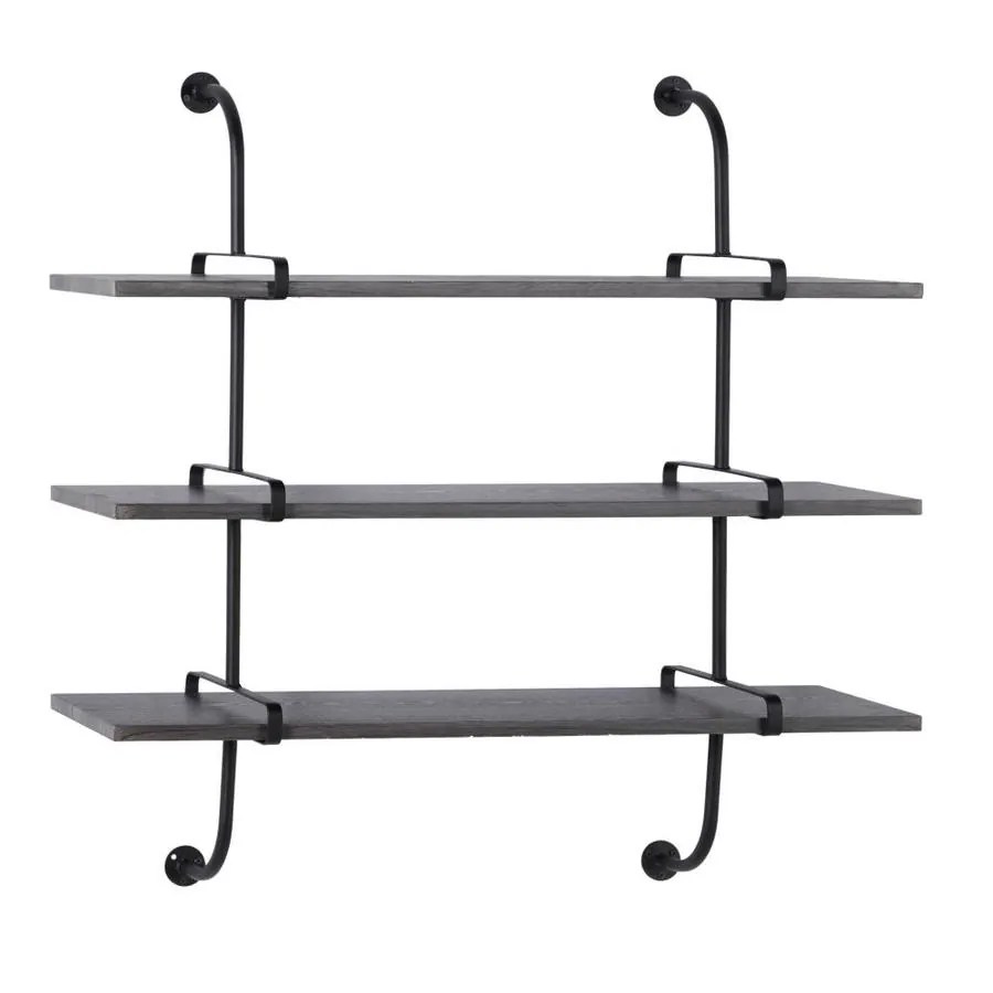 Grayson Lane Industrial 3Tier Wall Shelf with Rectangle Gray Shelving